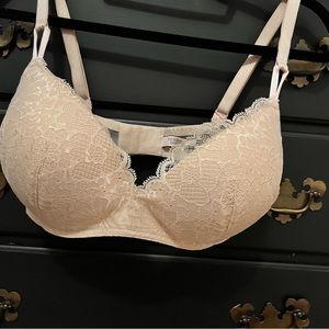 nude lace lightly lined bra